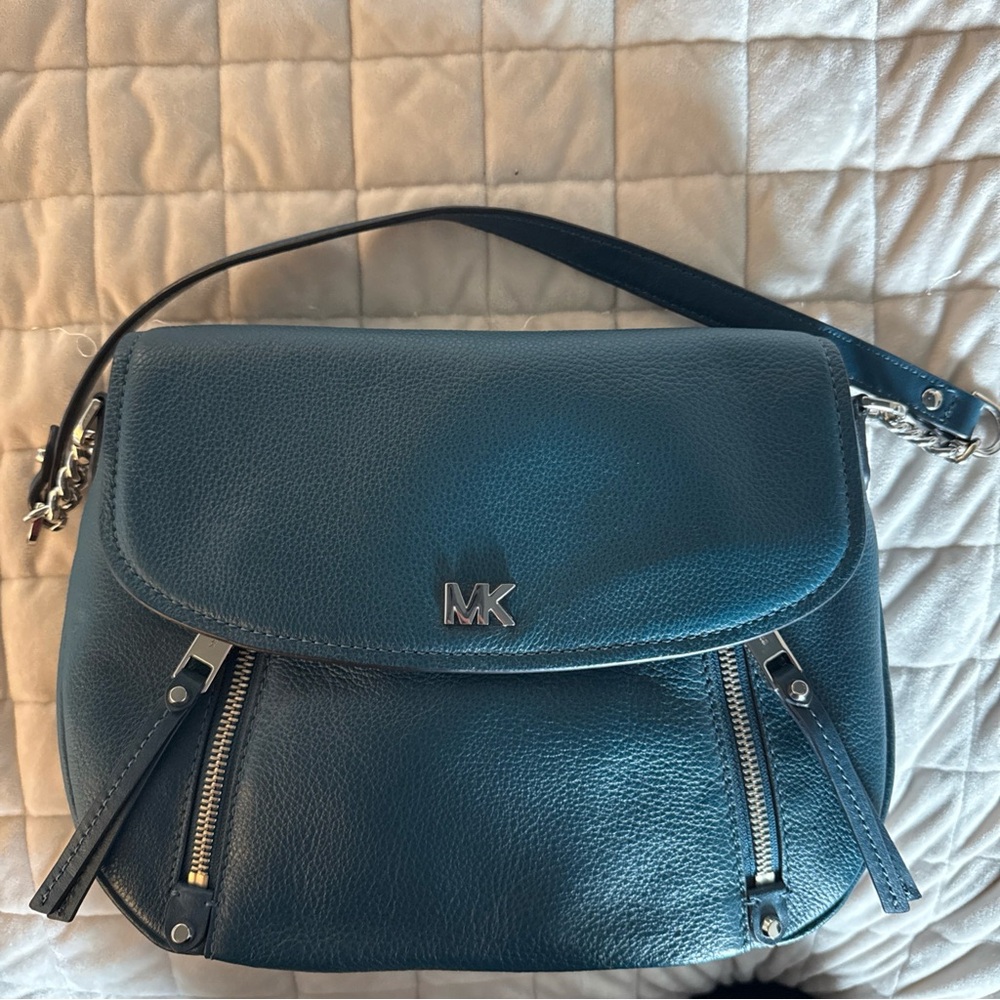 Michael Kors Evie Luxe Teal Leather Shoulder Bag- NWT